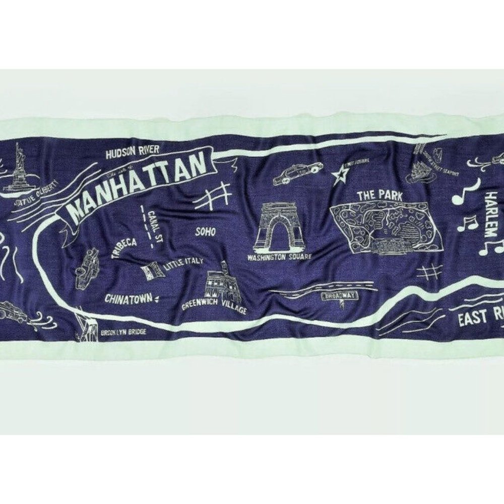 NWT J.Crew Factory Manhattan New York NY City Scarf Purple & Mint